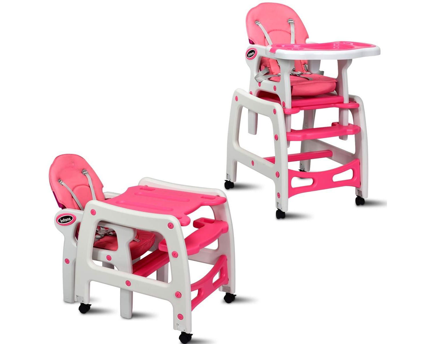 3-in-1 Baby High Chair with Lockable Universal Wheels