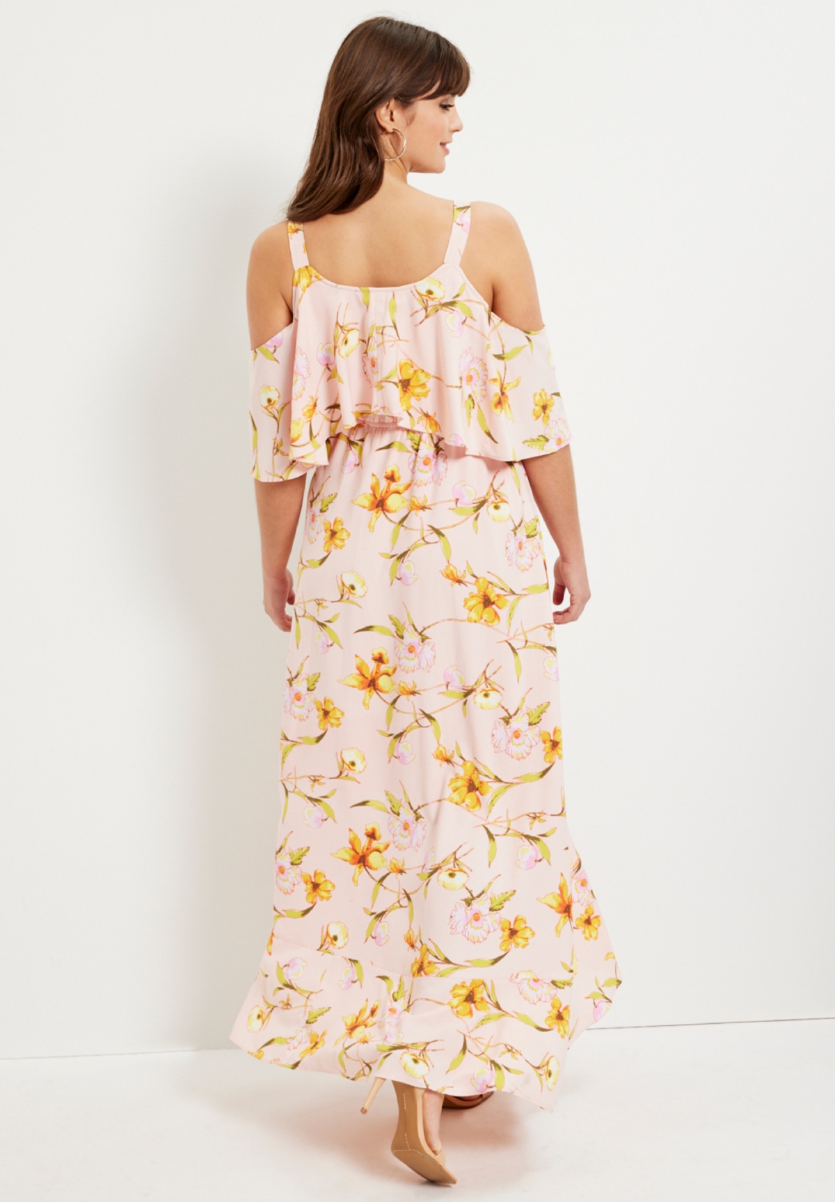 June + Vie Plus Size June + Vie Cold-Shoulder Faux-Wrap Maxi Dress