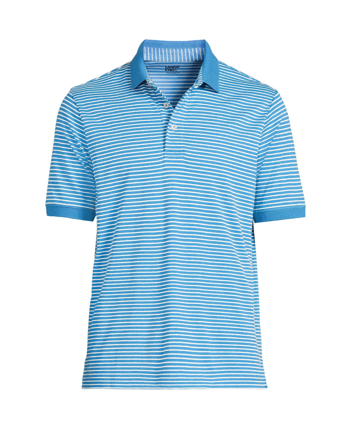 Lands' End Big & Tall Short Sleeve Cotton Supima Polo Shirt -ivory stripe