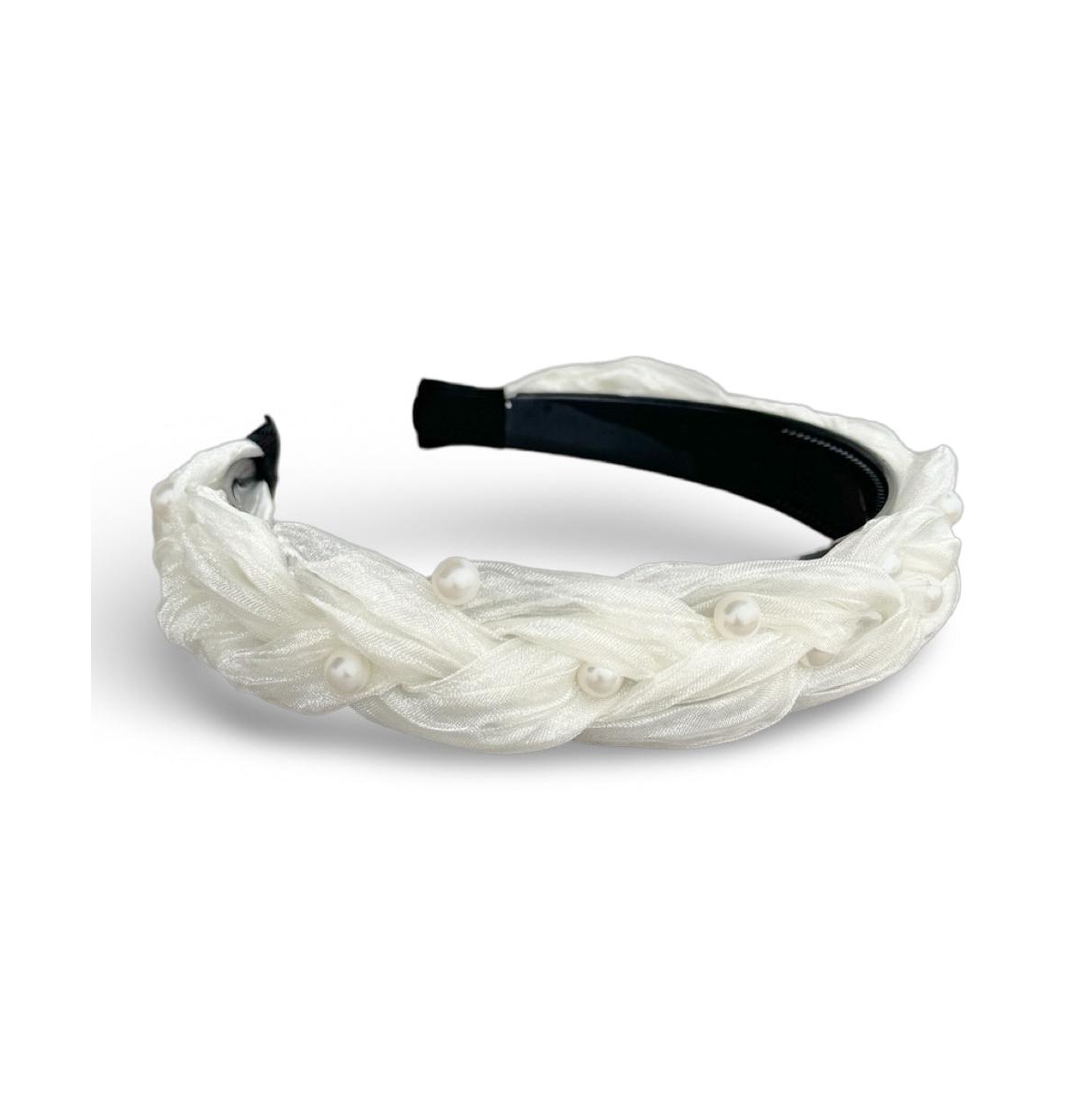 Blushing Braid Headband - White Pearl - White