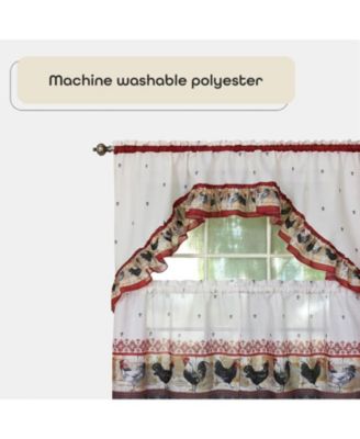 Old Country Rooster Cottage Kitchen Curtain Tier & Swag Set