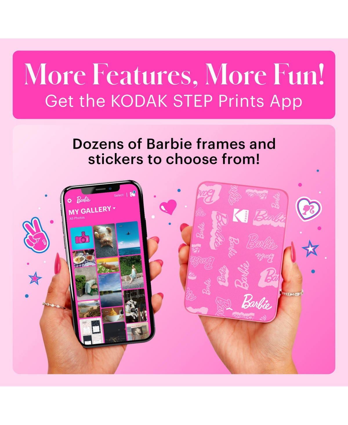 Kodak Barbie x Step Slim Wireless Instant Portable Photo Printer, 2x3