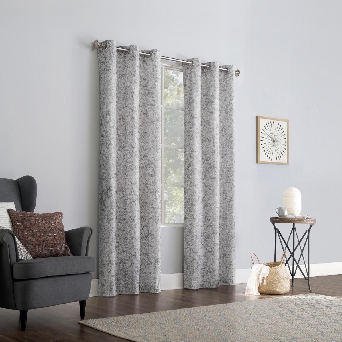 Kenji Medallion Draft Shield Fleece Insulated Room Darkening Grommet Curtain Panel