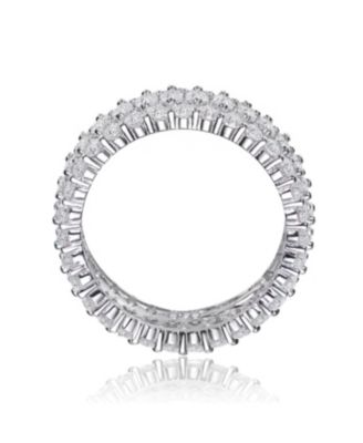 Sterling Silver White Gold Plated Clear Round and Marquise Cubic Zirconia Eternity Ring