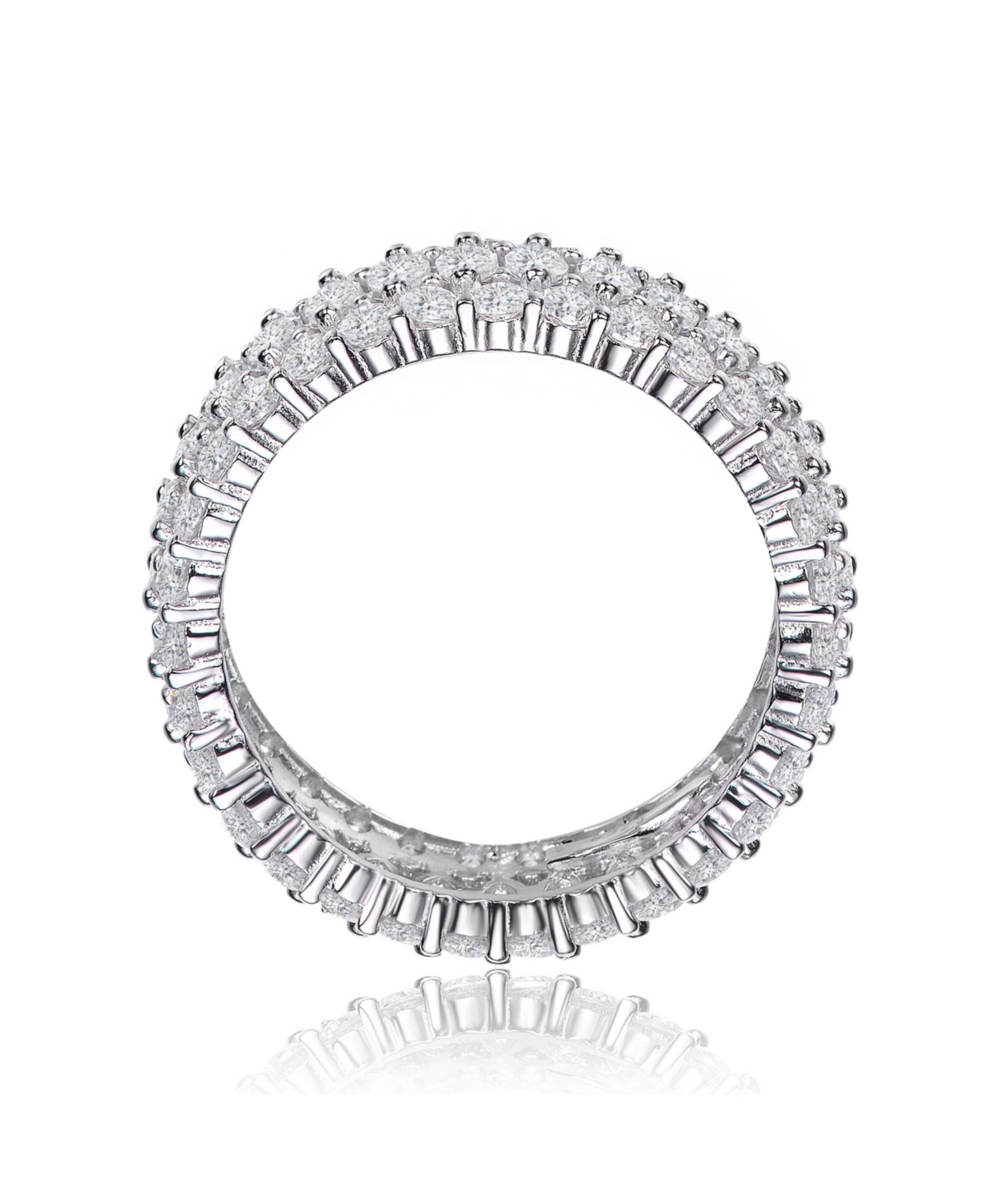 Genevive Sterling Silver White Gold PlatedRound and Marquise Cubic Zirconia Eternity Ring - Clear