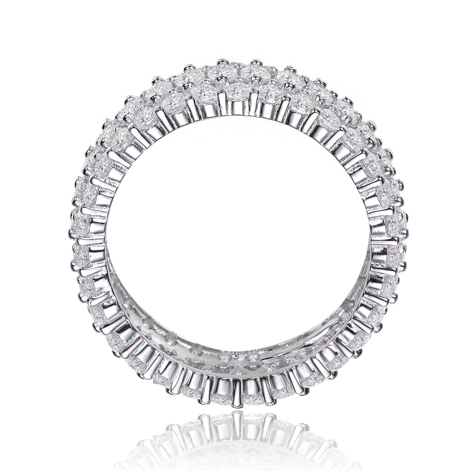 Sterling Silver White Gold Plated Brilliant 360-Degree CZ Ring