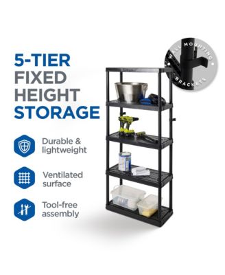 5 Shelf Fixed Height Ventilated Medium Duty Storage Unit, Black