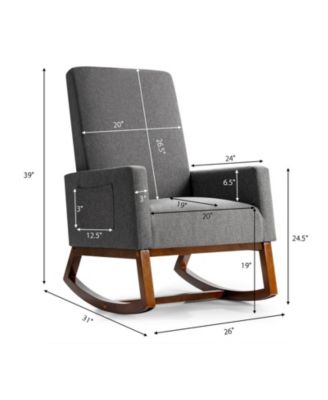 Rocking High Back Upholstered Lounge Armchair with Side Pocket