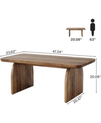 Rectangle Coffee Table, 47-Inch Wood Rectangular Living Room Table, Farmhouse Accent Center Table Low Cocktail Tea Table