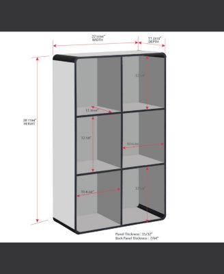 Dothan Wood 6-Cubed Open Bookcase - Storage Shelf Organizer Bookshelf