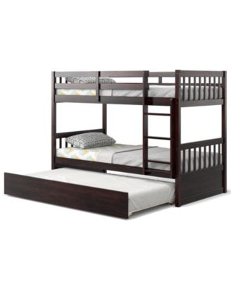 Twin Over Twin Bunk Bed with Pull-out Trundle and Ladder