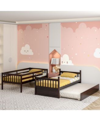 Twin Over Twin Bunk Bed with Pull-out Trundle and Ladder