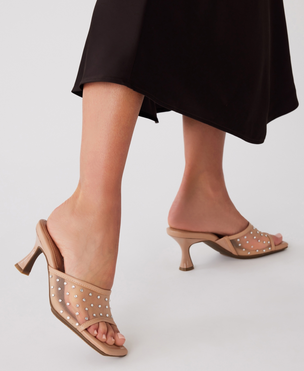 Anne Klein Women's Julie Square Toe Embellished Mule Dress Sandals