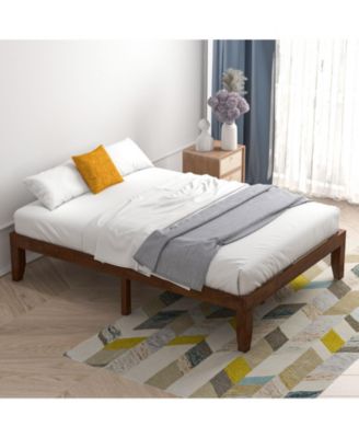 14 Inch Full Size Wood Platform Bed Frame with Wood Slat Support