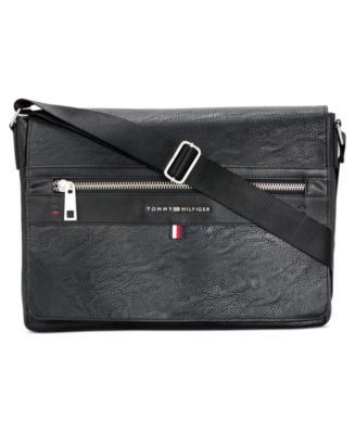 Tommy Hilfiger Men's Pebble Faux-Leather Leo Messenger Bag Macy's