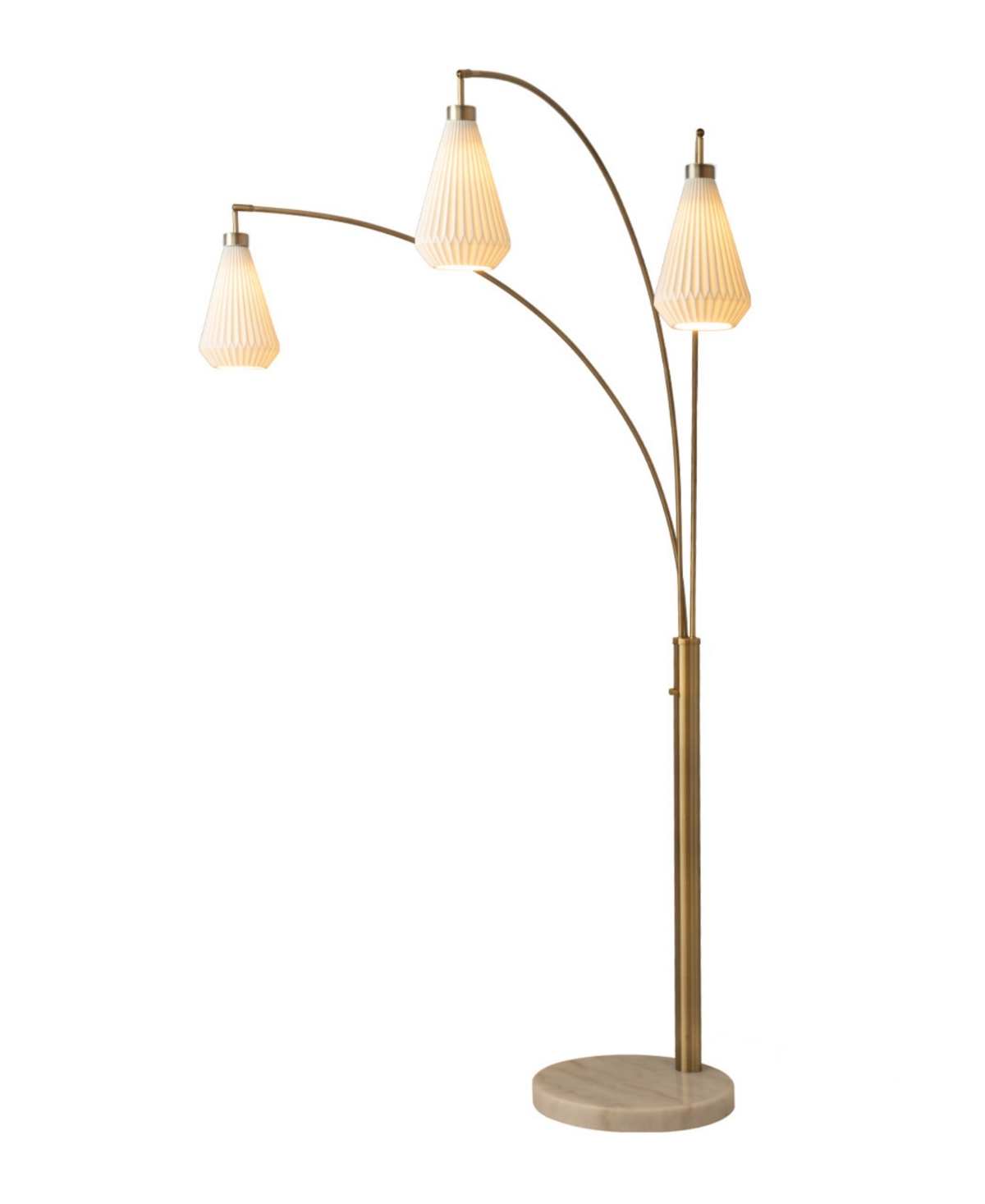 Nova Of California Concord 85" 3 Light Switch Arc Floor Lamp In Weathered Brass Walnut