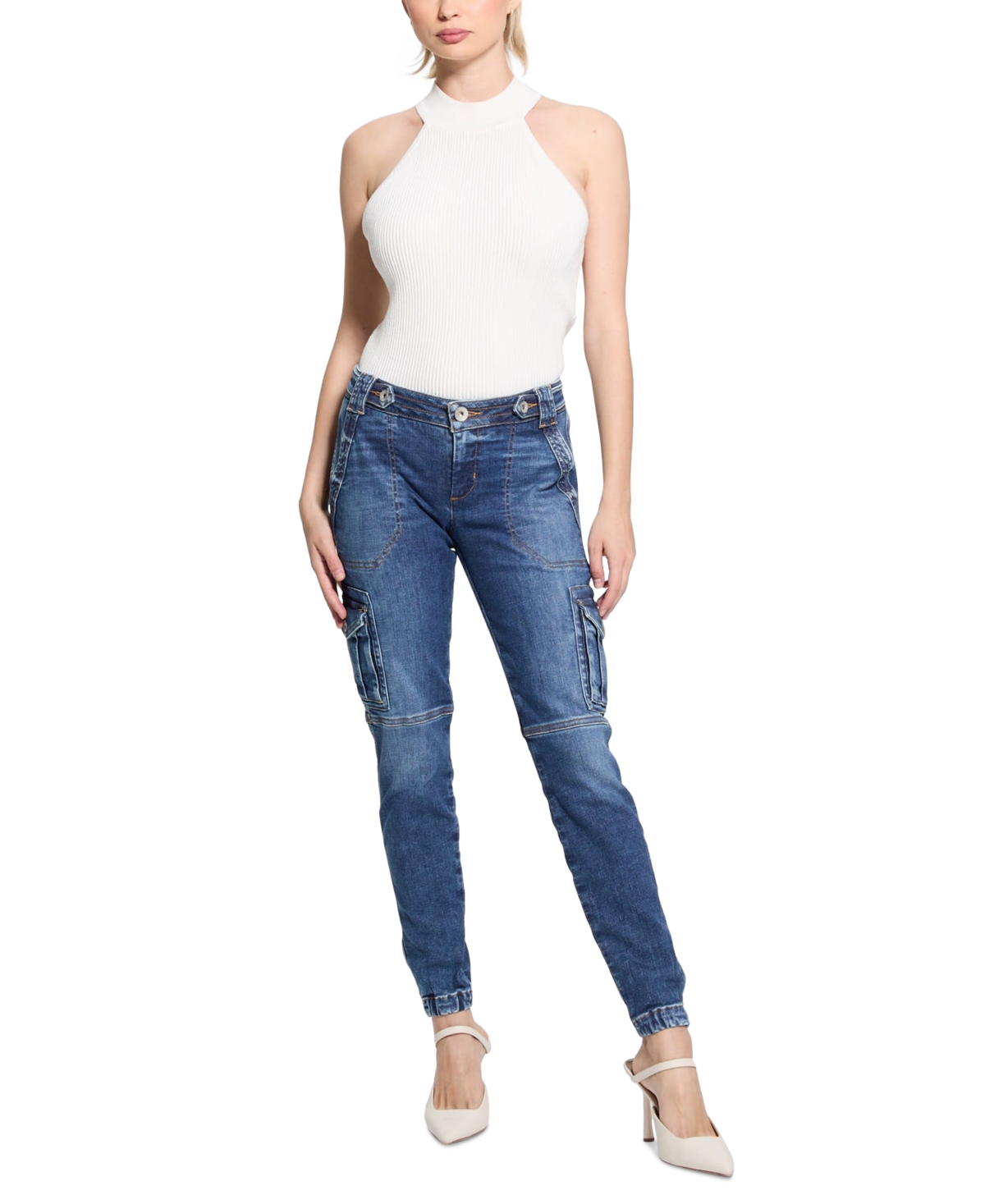 Women's Cadet Mid-Rise Skinny Cargo Jeans - Kelli Blue