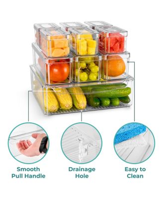 10 Pack Clear Stackable Refrigerator Storage Bins with Lids - Perfect for Kitchen Organization, Pantry and Fridge Storage
