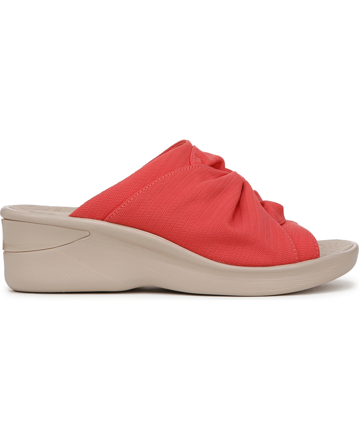 Bzees Women's Smile 3 Washable Slide Wedge Sandals In Coral Beach Stretch Fabric