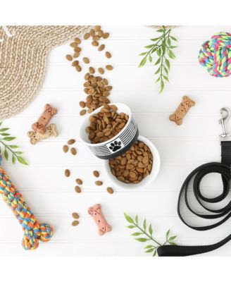 Black Striped Paw Patch Pet Bowl Set/2