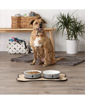 Black Striped Paw Patch Pet Bowl Set/2