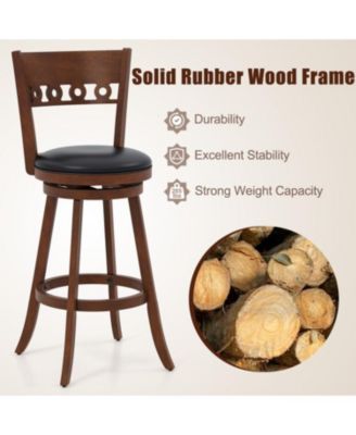 Set of 2 Swivel Bar Stools with Rubber Wood Frame-30.5 inches