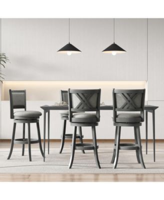 Swivel Bar Stools Set of 2 with Soft-padded Back and Seat-L