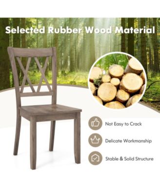 Set of 2 Wooden Dining Chairs Mid Century Farmhouse Retro Kitchen Chairs