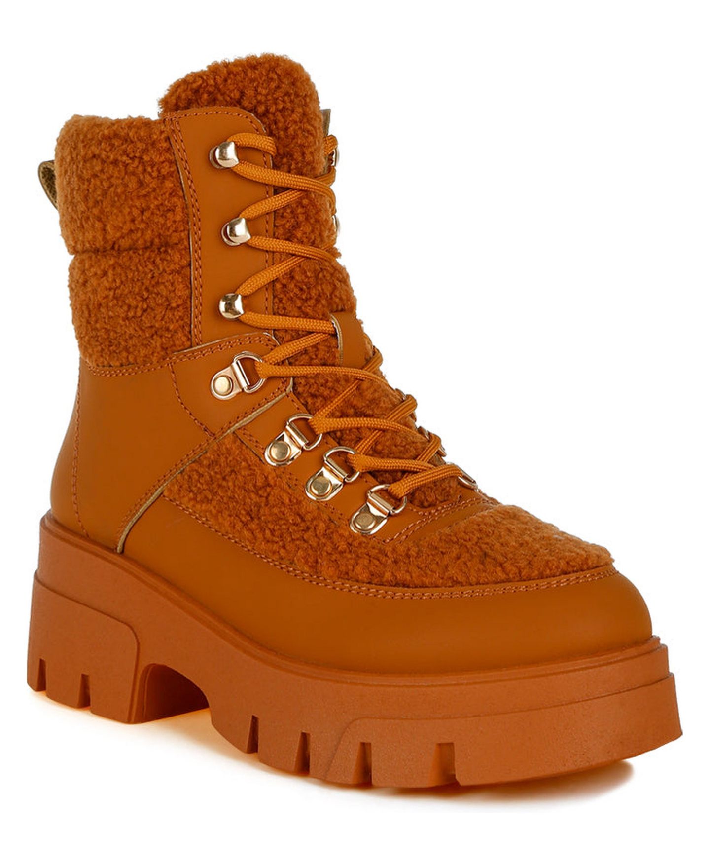 Женские ботинки London Rag Wellerman Faux Fur Detail Chunky Hiker, цвет: Бежевый / Хаки — фото 3