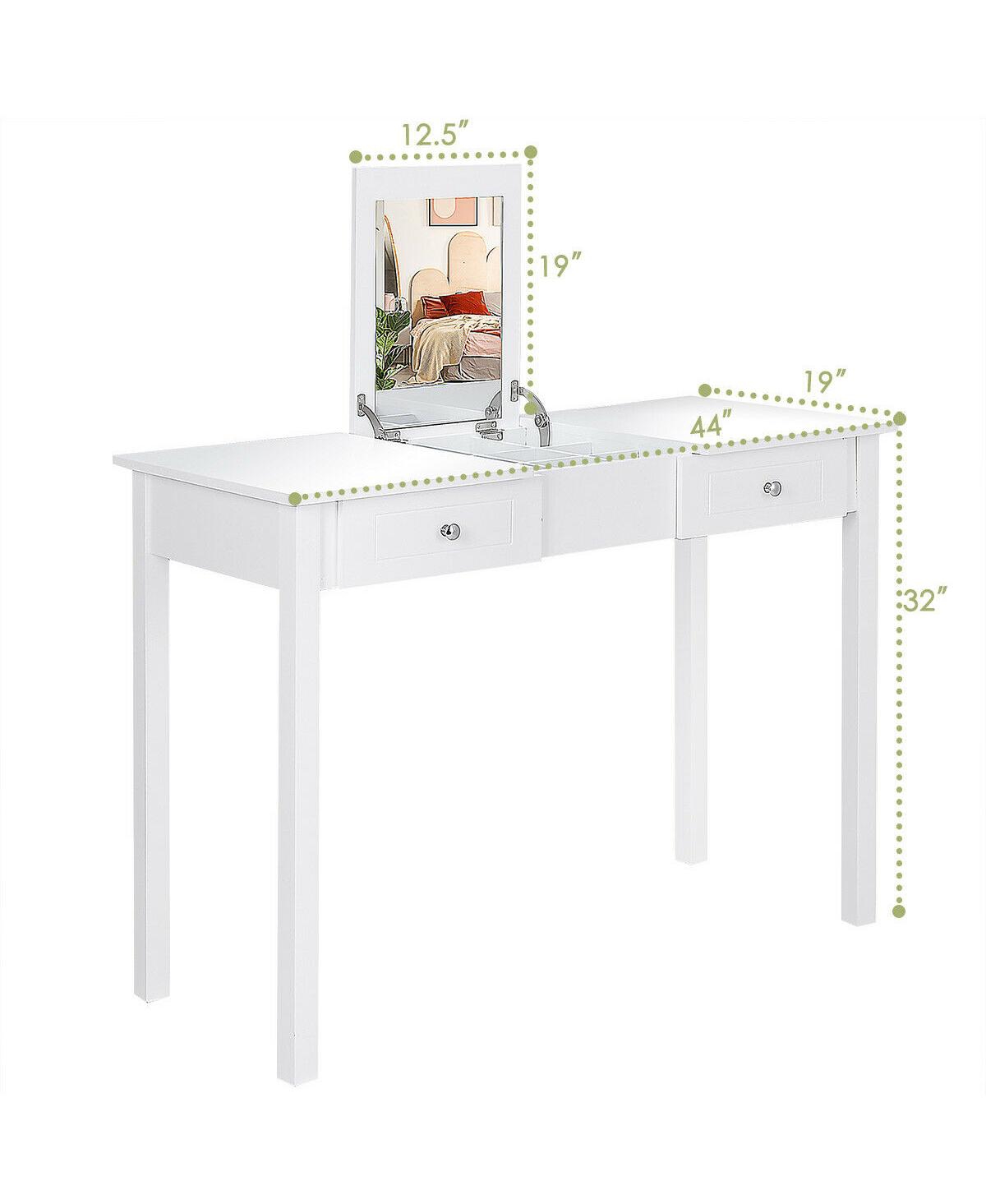 Gouun Modern Vanity Dressing Table with 1 Flip Top Mirror and 2 Drawers