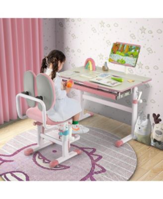 Height-Adjustable Kids Desk with Tilt Desktop and Book Stand