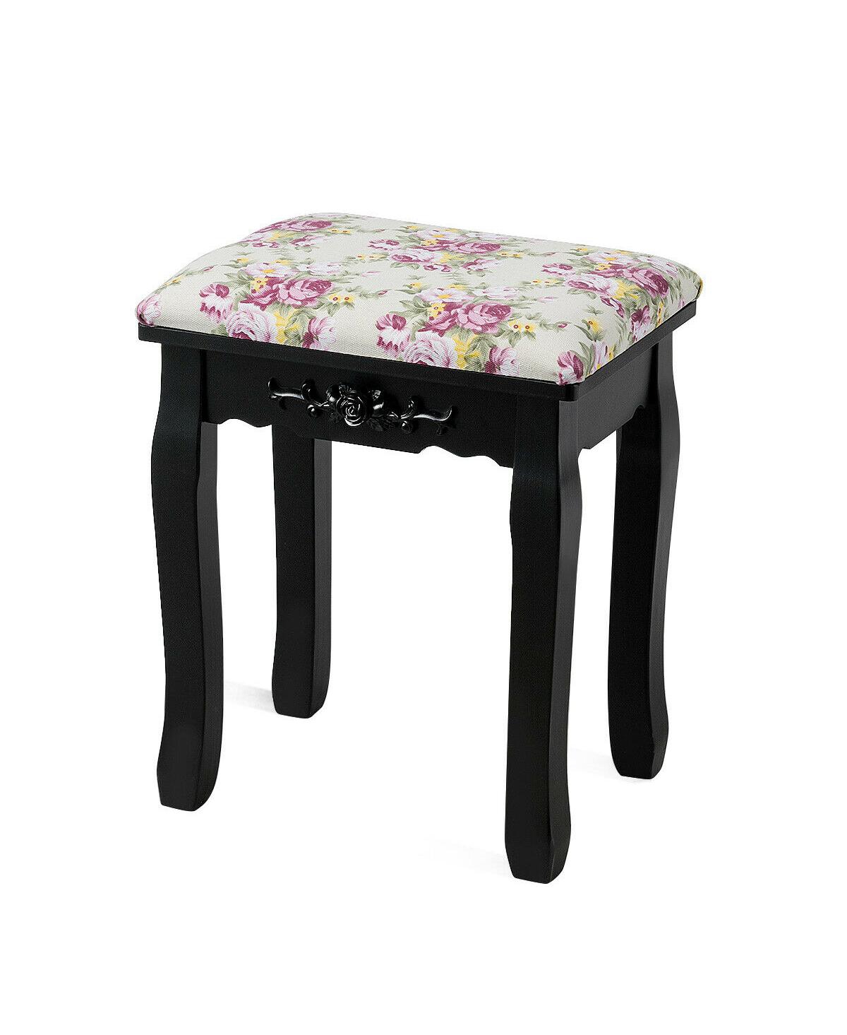Gouun Makeup Dressing Table and Bench 3 Drawers and Cushioned Stool for Girls