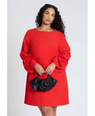Women's Plus Size Rosette Sleeve Mini Dress