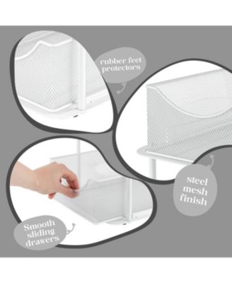 2 Tier Baskets with Mesh Sliding Drawers - Ideal Cabinet, Under the Sink - Great for Bathroom, Kitchen, Office, etc