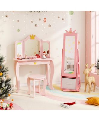 Kids Jewelry Armoire Cabinet with Large Storage Capacity and Swivel Base