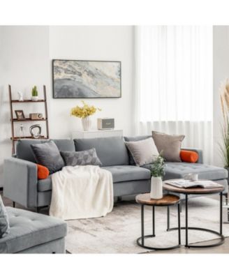 Modular L-shaped 3-Seat Sectional Sofa with Reversible Chaise and 2 USB Ports