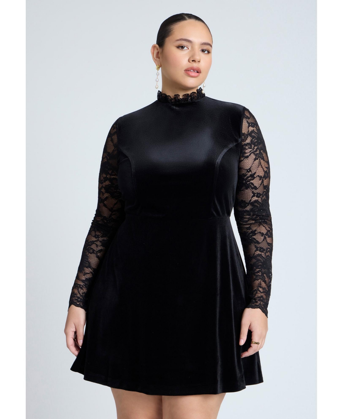 Eloquii Plus Size Velvet Mini Dress With Lace