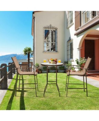 3 Pieces Outdoor Patio Bar Table Stool Set
