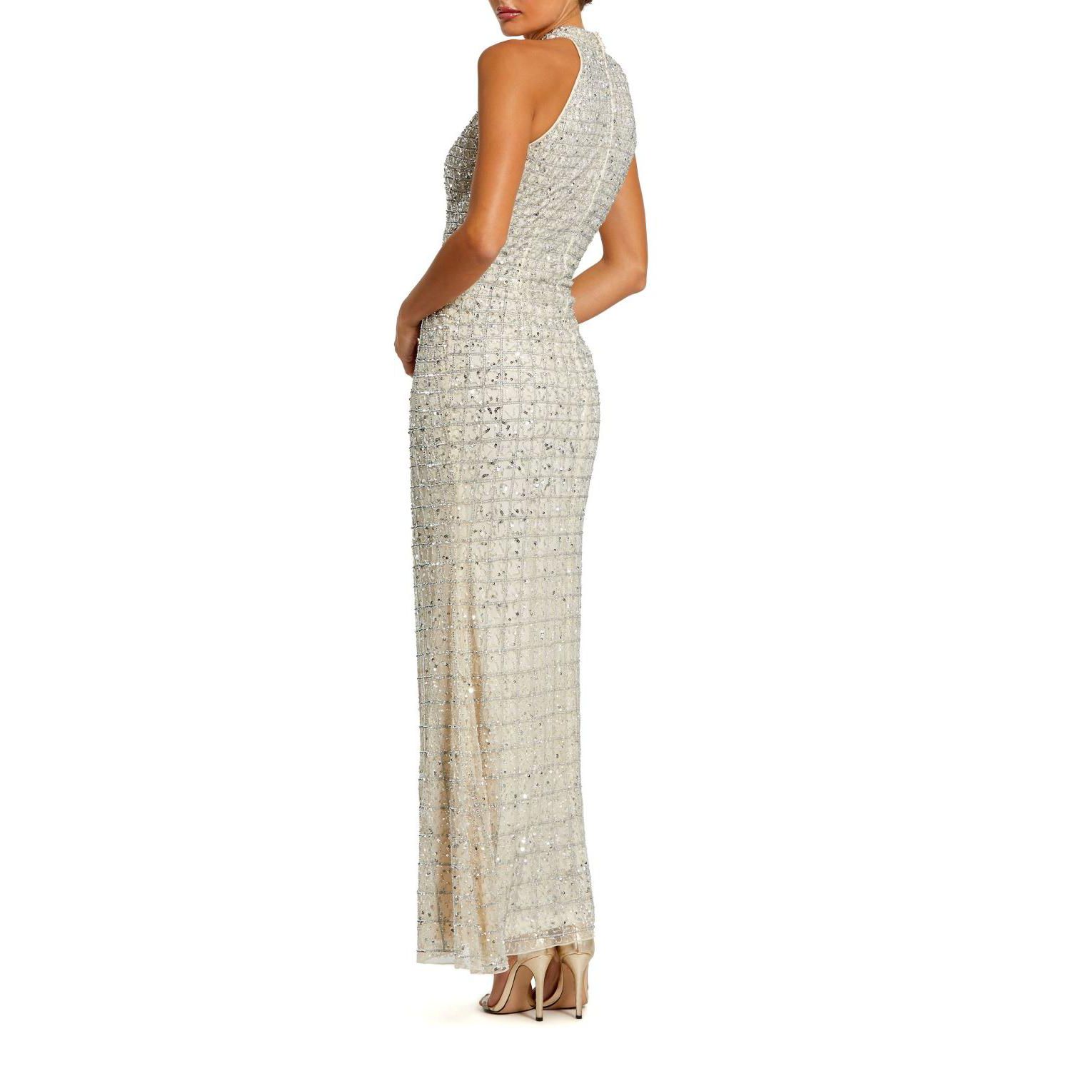 Women's Embellished Halter Neck Keyhole Gown