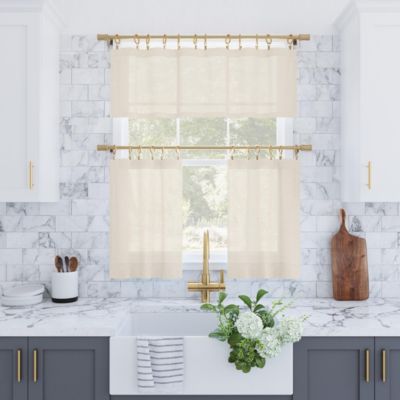 Slub Textured Linen Blend Cafe Curtain Pair