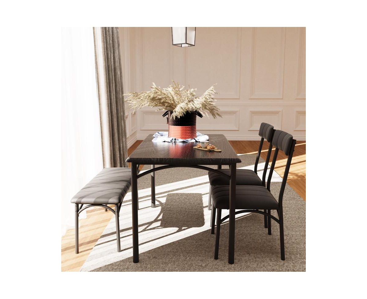 gaomon Dining Table Set for 5 Kitchen Table with 2 Upholstered Chairs and Bench 4 Pcs Rectangular Kitchen Table Set for Space Apartment Studio B