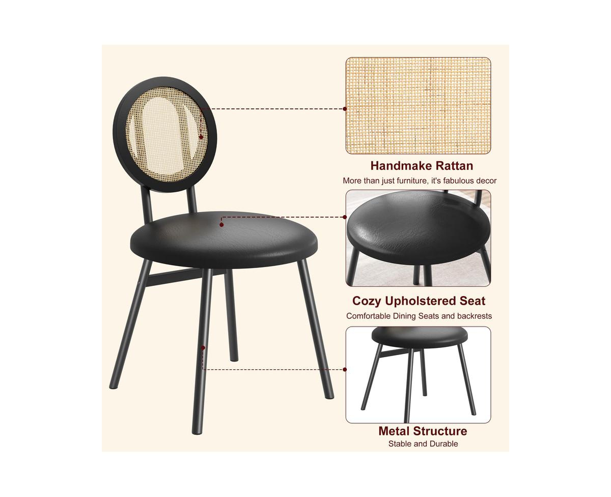 gaomon Dining Chairs Set of 2, Rattan Kitchen with Thicken Upholstered, Modern Room 2 (2, 17“x18.1"x33.1")