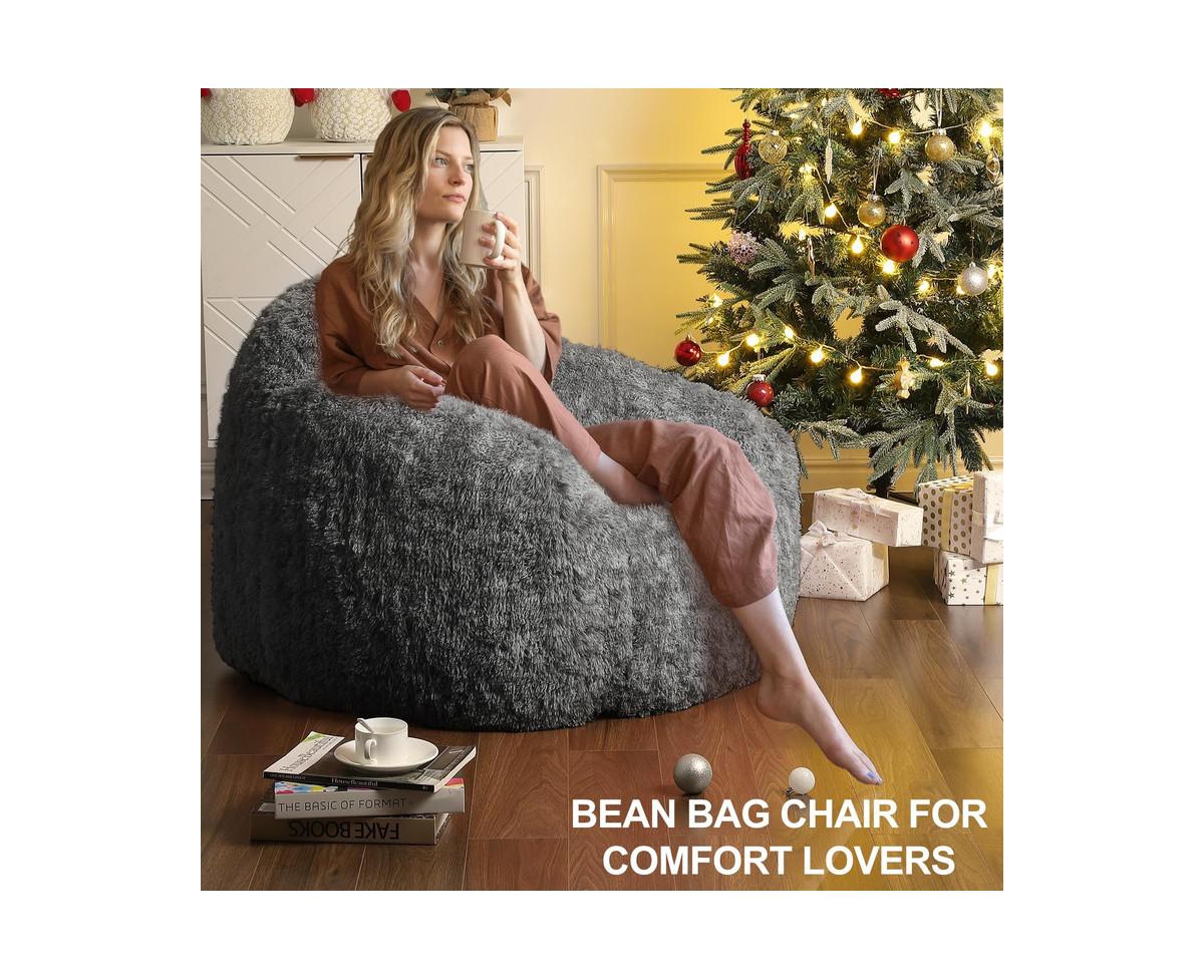 gaomon Bean Bag Chair, Adult Bean Bag Couch with Armrest, Soft Fluffy Faux Fur Beanbag Chair for Reading, Plush Lazy Sofa High-Density Foam Floor Sofa