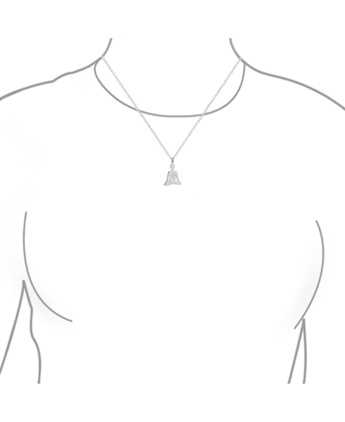 Bling Jewelry Mediation Celestial With Fairy North Star Heptagram Buddha Pendant Necklace For Women For Yogi .925 Sterling- Silver