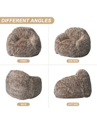 Faux Fur Bean Bag Chair for Adults, Soft Plush Couch with Armrests, Fluffy Lazy Sofa for Living Room & Reading