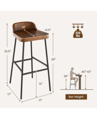 Set of 1/2 29 Inch Industrial Bar Stools with Low Back and Footrests-Set of 2
