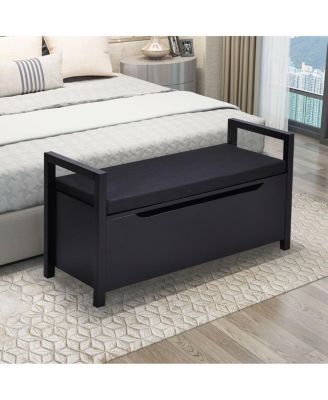 34.5 ×15.5 ×19.5 Inch Shoe Storage Bench with Cushion Seat for Entryway