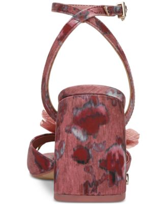 Aria Flower Two-Piece Block-Heel Dress Sandals