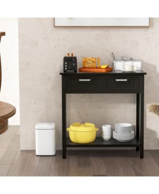 1 pc Narrow Console Table with Drawers and Open Storage Shelf