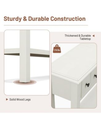 60 Inch Long Sofa Table with 4 Drawers and Open Shelf for Living Room